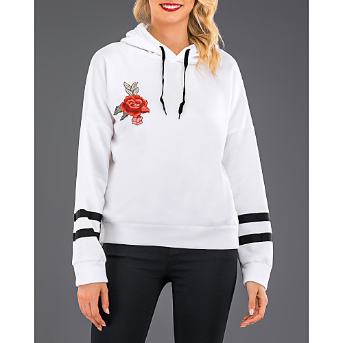 

Women's Hoodie Print Casual / Daily Streetwear Hoodies Sweatshirts Cotton White Black Wine