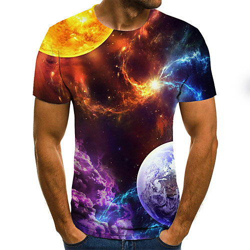 

Men's T shirt Graphic 3D Plus Size Print Short Sleeve Daily Tops Basic Exaggerated Rainbow