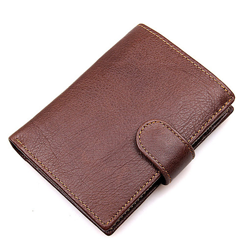 

Men's Cowhide Wallet Solid Color Black / Coffee