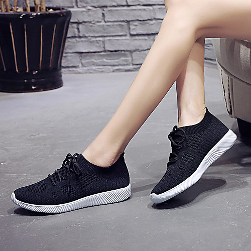 

Women's Athletic Shoes Flat Heel Round Toe Tissage Volant Sporty Cycling Shoes / Walking Shoes Spring & Fall / Summer Black / White / Pink