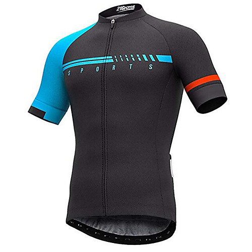 

21Grams Men's Short Sleeve Cycling Jersey Bule / Black Bike Jersey Top Mountain Bike MTB Road Bike Cycling UV Resistant Breathable Quick Dry Sports Clothing Apparel / Micro-elastic / Anatomic Design