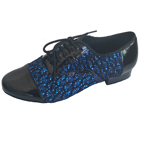 

Men's Modern Shoes / Ballroom Shoes PU Lace-up Heel Thick Heel Dance Shoes Black / Blue