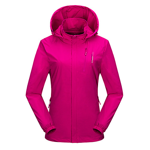 

Wolfcavalry Women's Hiking Jacket Outdoor Patchwork Waterproof Windproof Breathable Stretchy Top Elastane Full Length Hidden Zipper Fishing Camping / Hiking / Caving Traveling Purple / Red / Fuchsia