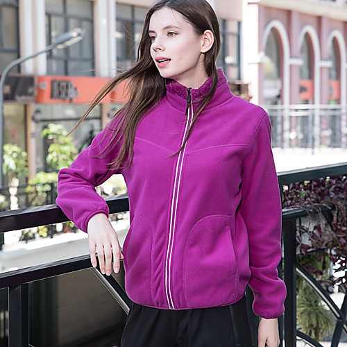 

Women's Hiking Fleece Jacket Winter Outdoor Solid Color Windproof Fleece Lining Warm Soft Winter Fleece Jacket Top Traveling Winter Sports Violet Yellow Navy Blue Blue Royal Blue