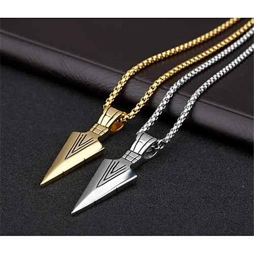 

Men's Pendant Necklace Geometrical Vertical / Gold bar Fashion Titanium Steel Gold Silver 70 cm Necklace Jewelry 1pc For Daily Work