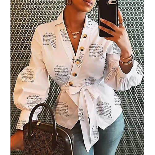 

Women's Floral Shirt Daily V Neck White