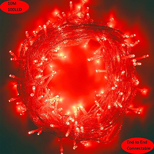 

10m String Lights 100 LEDs 1 set Red Party Decorative Linkable 220-240 V