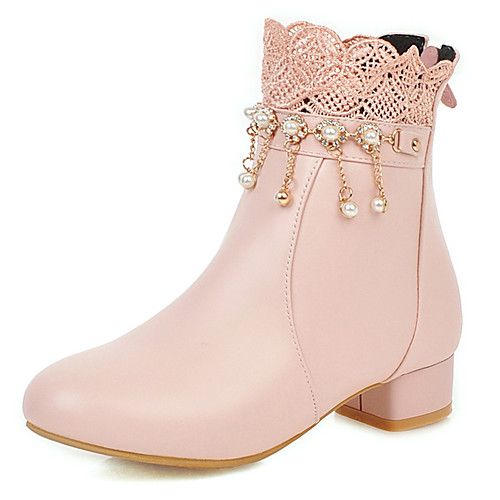 

Girls' Flower Girl Shoes PU Boots Dress Shoes Big Kids(7years ) Pearl White / Black / Pink Winter / Mid-Calf Boots / Party & Evening / Rubber