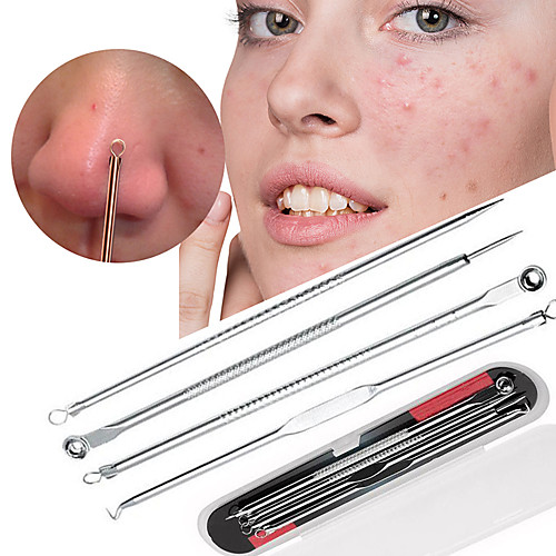 

LaMilee 4pcs/set Blackhead Comedone Acne Pimple Blackhead Remover Tool Spoon for Face Skin Care Tool Needles Facial Pore Cleaner