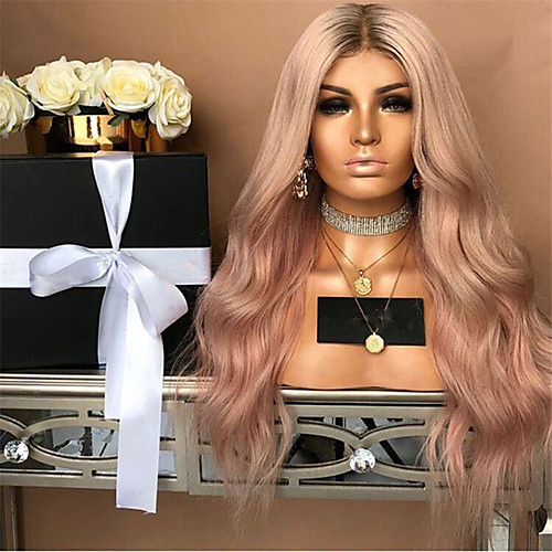 

Synthetic Wig Curly Middle Part Wig Pink Long Pink Synthetic Hair 22 inch Women's Party Pink
