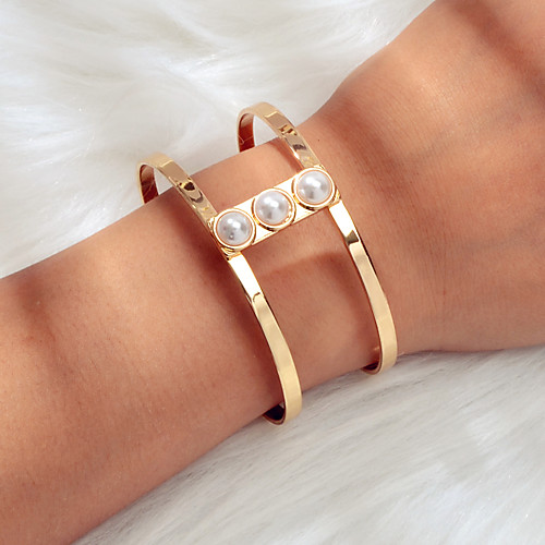 

Women's Bracelet Bangles Hollow Out Faith Stylish Artistic Classic Trendy Oversized Pearl Bracelet Jewelry Gold For Graduation Gift Daily Club Festival