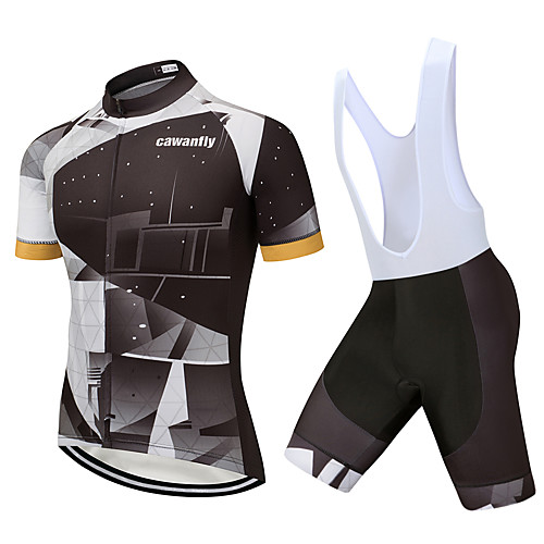 

CAWANFLY Men's Short Sleeve Cycling Jersey with Bib Shorts Black Geometic Bike Clothing Suit 3D Pad Quick Dry Winter Sports Spandex Lycra Geometic Mountain Bike MTB Road Bike Cycling Clothing Apparel