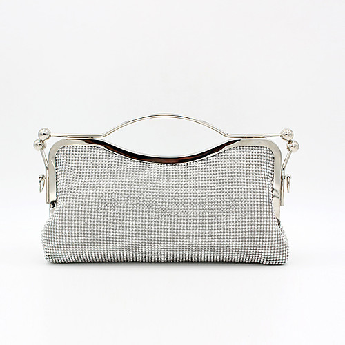 

Women's Crystals Polyester / Alloy Evening Bag Solid Color Silver