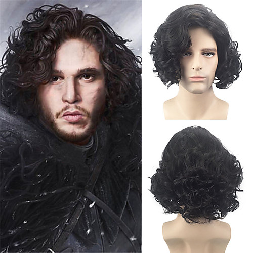

Synthetic Wig Cosplay Wig Peruke & Periwig Curly Afro Curly Bob Side Part Wig Short Synthetic Hair 14 inch Men's Cosplay Creative Party Black