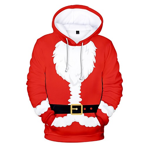 

Men's Hoodie Color Block Ugly Christmas Hooded Christmas Hoodies Sweatshirts Red Green