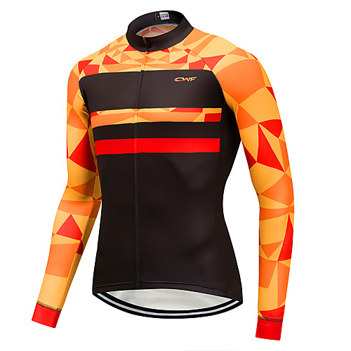 

CAWANFLY Men's Long Sleeve Cycling Jersey Winter Black Geometic Bike Jersey Motorcyle Clothing Top Mountain Bike MTB Road Bike Cycling Breathable Quick Dry Back Pocket Sports Clothing Apparel