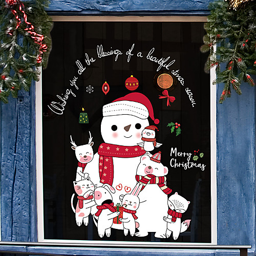 

Christmas Toys Christmas Window Clings Window Stickers Wall Decals Snowman Merry Christmas Waterproof Removable Party Favor PVC 6 pcs Kid's Adults 4560cm Christmas Party Favors Supplies