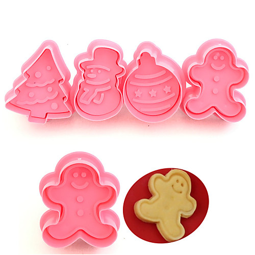 

4pcs Parent-child Christmas DIY Fondant Pottery Mold Cookies Cutter Cake Decorating Tools