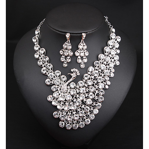 

Women's Crystal Bridal Jewelry Sets Fancy Flower Peacock Statement Colorful Rhinestone Earrings Jewelry bright red / White / Blue For Wedding Party 1 set