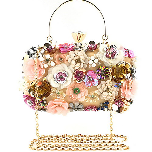 

Women's Chain PU Evening Bag Floral Print Black / Gold / Blue