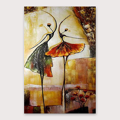 

Oil Painting Hand Painted Vertical Abstract People Modern Stretched Canvas