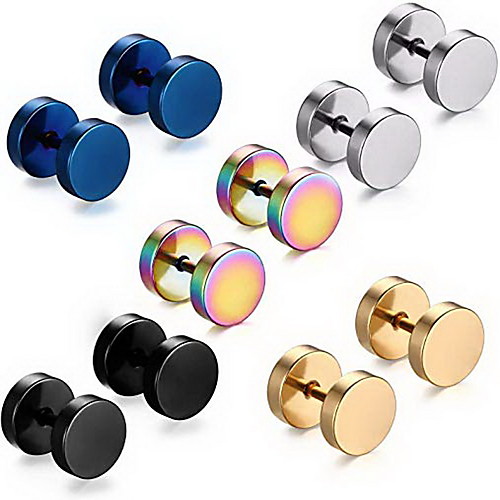 

Men's Stud Earrings flat back Stainless Steel Earrings Jewelry Rainbow / Black / Gold For Wedding Party Office / Career Dailywear Masquerade Engagement Party