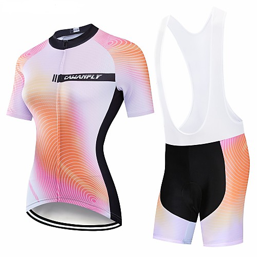 

CAWANFLY Women's Short Sleeve Cycling Jersey with Bib Shorts White Geometic Bike Clothing Suit 3D Pad Quick Dry Winter Sports Spandex Lycra Geometic Mountain Bike MTB Road Bike Cycling Clothing