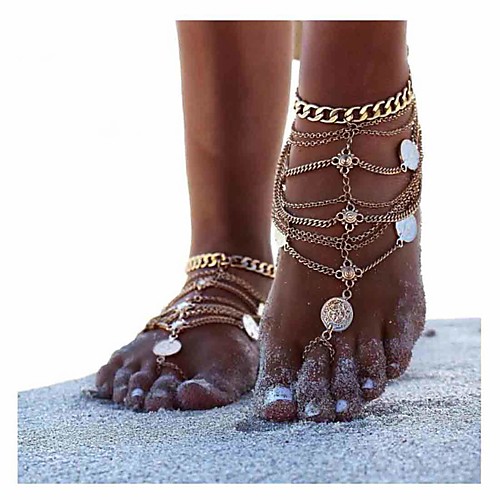 

Anklet Barefoot Sandals Ladies Personalized Unique Design Women's Body Jewelry For Christmas Gifts Daily Layered Stacking Stackable Silver Alloy Glod Silver 1pc