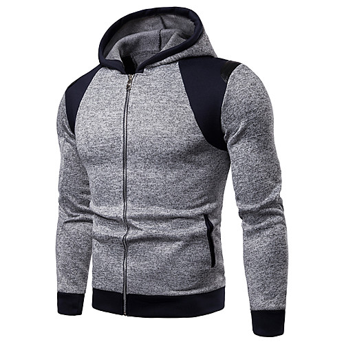 

Men's Hoodie Zip Up Hoodie Solid Colored Color Block Hooded Daily Weekend Basic Casual Hoodies Sweatshirts Light gray Dark Gray