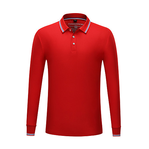 

Men's Solid Colored Slim Polo Daily Shirt Collar Black / Blue / Red / Orange / Royal Blue / Navy Blue / Long Sleeve