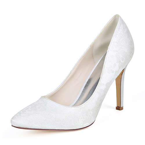 

Women's Wedding Shoes Stiletto Heel Pointed Toe Minimalism Wedding Party & Evening Lace Floral White Light Purple Ivory