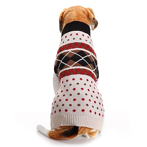 

Dog Sweater Puppy Clothes Plaid / Check Spots & Checks Winter Dog Clothes Puppy Clothes Dog Outfits Beige Costume for Girl and Boy Dog Acrylic Fibers XXS XS S M L XL