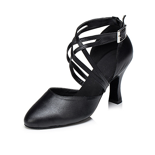 

Women's Modern Shoes / Ballroom Shoes Cowhide Cross Strap Heel Tassel Thick Heel Customizable Dance Shoes Black / Red / Performance