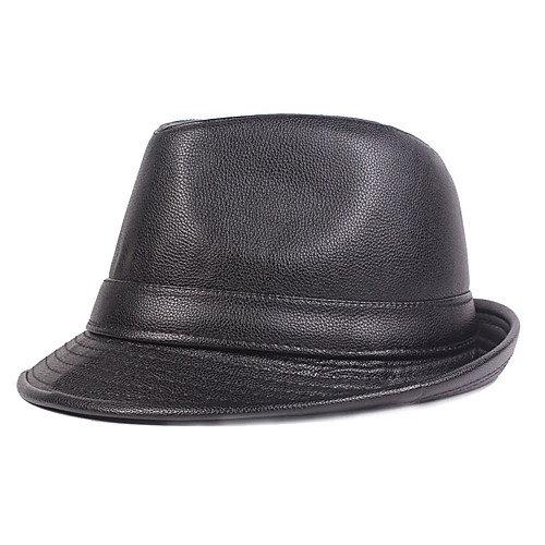 

Men's Basic PU Bucket Hat Fedora Hat-Solid Colored Fall Winter Black Brown