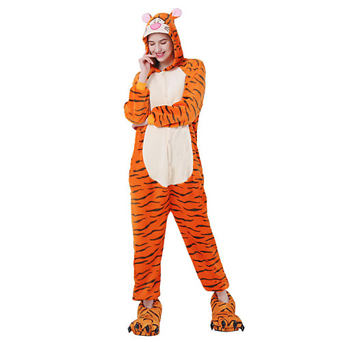 

Adults' Kigurumi Pajamas Tiger Onesie Pajamas Flannel Fabric Cosplay For Men and Women Animal Sleepwear Cartoon Festival / Holiday Costumes