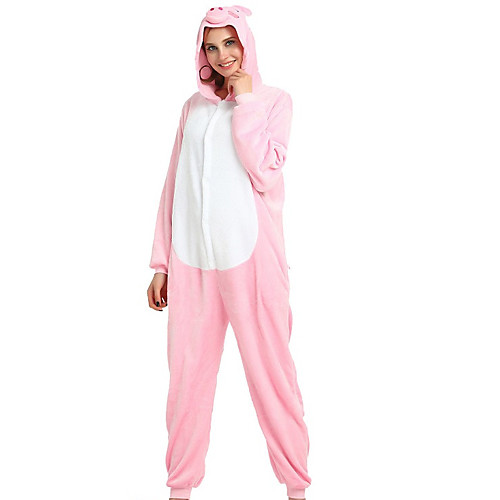 

Adults' Piggy / Pig Kigurumi Pajamas Onesie Pajamas Velvet Mink Pink Cosplay For Animal Sleepwear Cartoon Halloween Festival / Holiday / Christmas