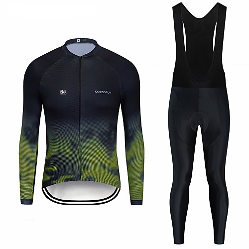 

CAWANFLY Men's Long Sleeve Cycling Jersey with Bib Tights Winter Lycra Black Geometic Bike Clothing Suit UV Resistant Quick Dry Sports Geometic Mountain Bike MTB Road Bike Cycling Clothing Apparel