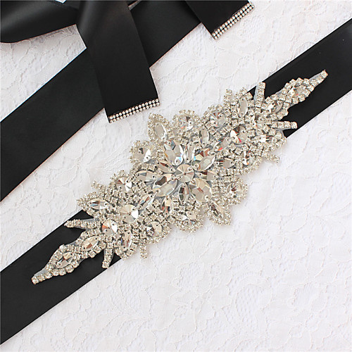 

Satin / Tulle Wedding / Party / Evening Sash With Belt / Appliques / Crystals / Rhinestones Women's Sashes