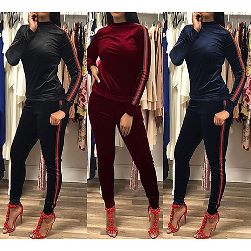 

Women's Velour Tracksuit Streetwear 1 set Winter Running Fitness Breathable Warm Soft Sportswear Clothing Suit Long Sleeve Activewear Stretchy Regular Fit / Velvet