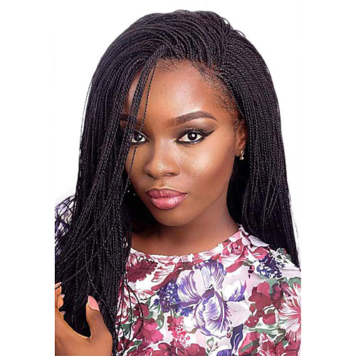 

Synthetic Lace Front Wig Box Braids Middle Part Lace Front Wig Long Natural Black #1B Synthetic Hair 18-24 inch Women's Adjustable Heat Resistant Party Black