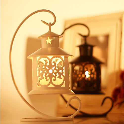 

Candle Holders Retro Iron Moroccan Style Christmas Candlestick Lamp Candleholder Light Hollow wrought iron candlestick