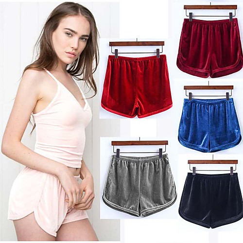 

Women's Running Shorts Running Split Shorts Streetwear Athletic Shorts Bottoms Split Velour Velvet Winter Fitness Gym Workout Running Breathable Warm Soft Sport Solid Colored White Black Red Wine