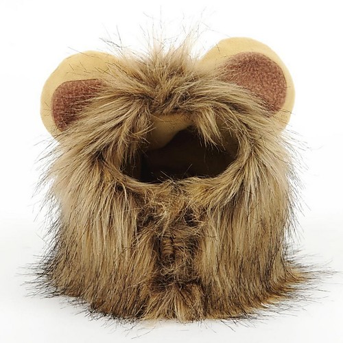 

Dog Cat Halloween Costumes Costume Lion Wig Color Block Lion Cosplay Funny Halloween Winter Dog Clothes Puppy Clothes Dog Outfits Yellow Brown Costume for Girl and Boy Dog Polyster S M L