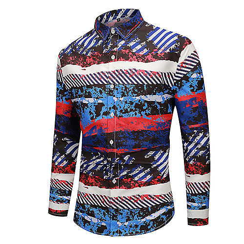 

Men's Shirt Graphic 3D Print Long Sleeve Casual Tops Basic Light Blue