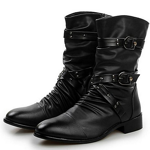 

Men's Comfort Shoes Leather Fall & Winter Boots Booties / Ankle Boots Black
