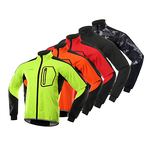 

BERGRISAR Men's Cycling Jacket Bike Winter Fleece Jacket Reflective Strips Sports Fleece Spandex Winter Black / Orange / Green Mountain Bike MTB Clothing Apparel Regular Fit Bike Wear / Micro-elastic