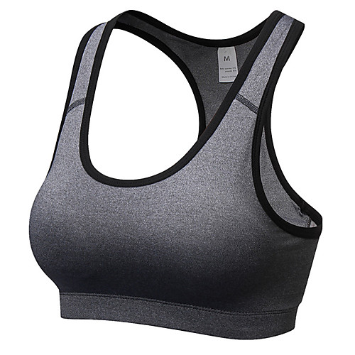 

Women's Sports Bra Sports Bra Top Bralette Nylon Running Fitness Jogging Lightweight Breathable Sweat-wicking Padded Light Support Black Gray Solid Colored