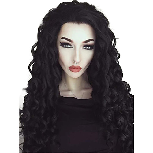 

Synthetic Lace Front Wig Curly Middle Part Lace Front Wig Long Black#1B Synthetic Hair 18-26 inch Women's Adjustable Heat Resistant Party Black