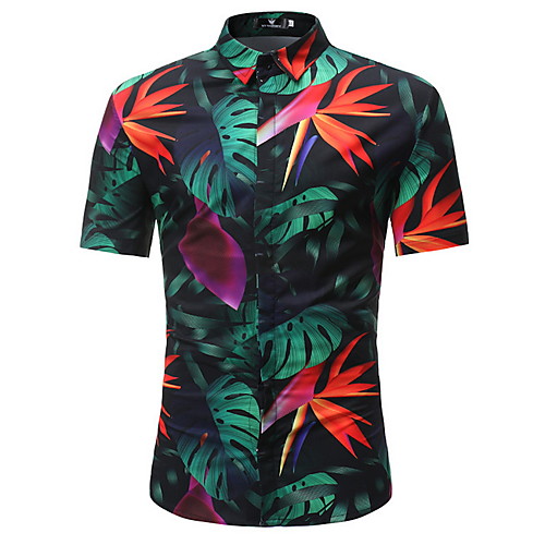 

Men's Floral Print Shirt Basic Daily Black / Short Sleeve