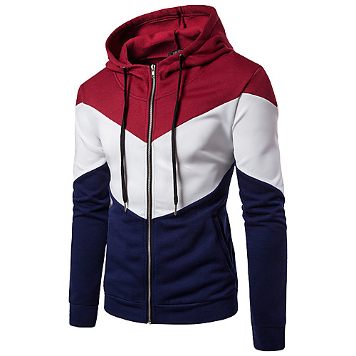 

Men's Hoodie Color Block Daily Sports Sports & Outdoors Basic Hoodies Sweatshirts Red Gray